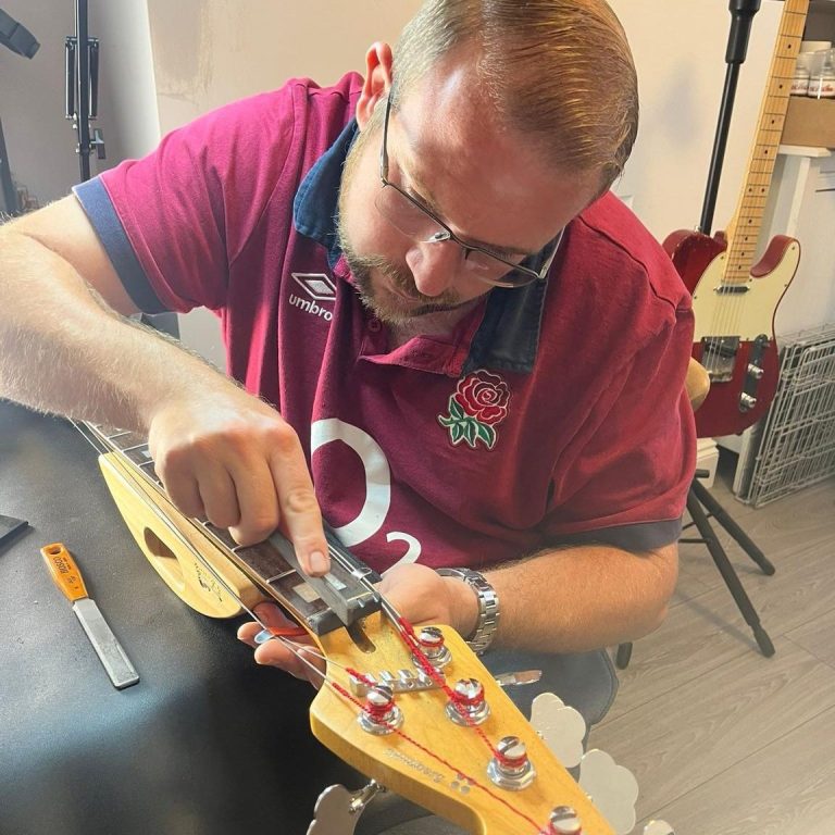 Guitar setup and repair work at the Tone Remedy workshop Precision nut cutting and setup work at the Tone Remedy workshop